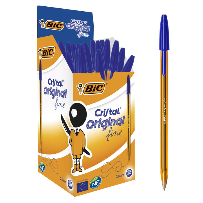 Best Value BIC Cristal Original Fine Ballpoint Pens Blue 50 Box