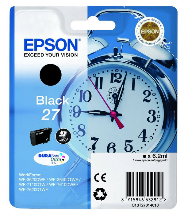 Best Value Epson C13T27014012 Alarm Clock No.27 Series Standard Ink Cartridge, Black, Genuine, Amazon Dash Replenishment Ready