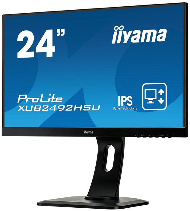 Best Value iiyama XUB2492HSU-B1 24-Inch ProLite Height Adjustable Slim IPS LEd Monitor - Black