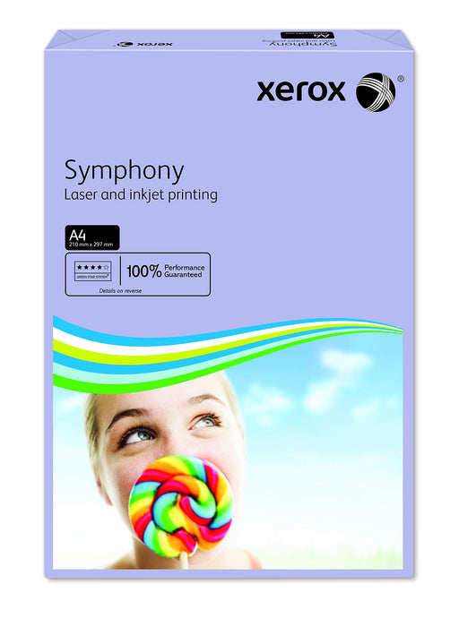 Best Value Xerox Symphony Coloured Paper Multifunctional Ream-Wrapped 80gsm A4 Mid Lilac Ref 3R93969 [500 Sheets]