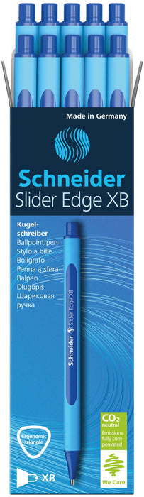 Best Value Schneider 152203 Ballpoint Pen Slider Edge with Cap XB Blue Barrel Colour: Cyan-Blue Pack of 10