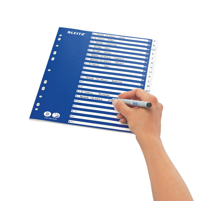 Best Value Leitz A4 A-Z Index, Heavy Duty Plastic and Cardboard, Blue/White