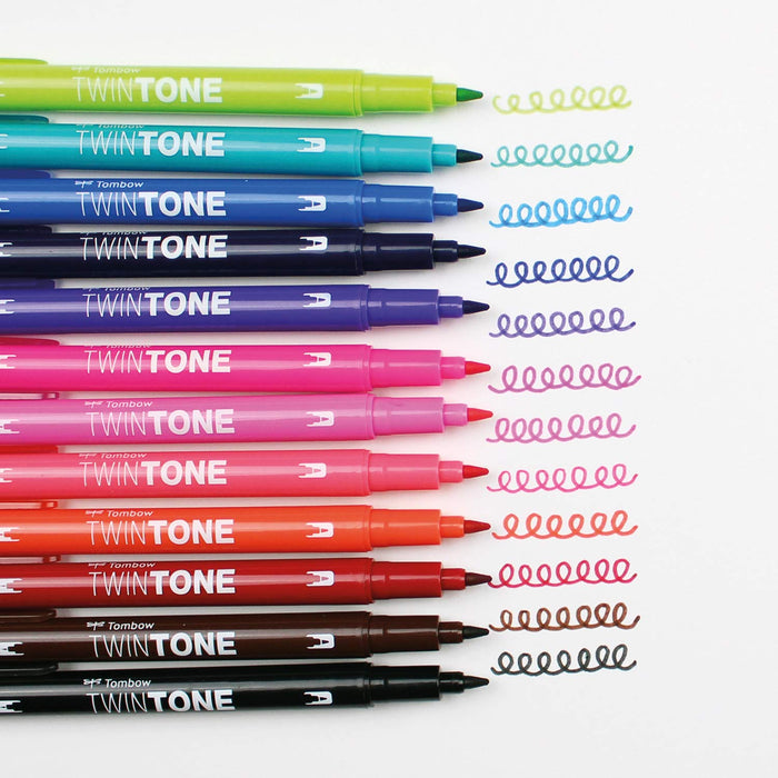 Best Value Tombow WS-PK-12P-1 Twin Tone Dual-Tip Marker - Bright Colours (Pack of 12)