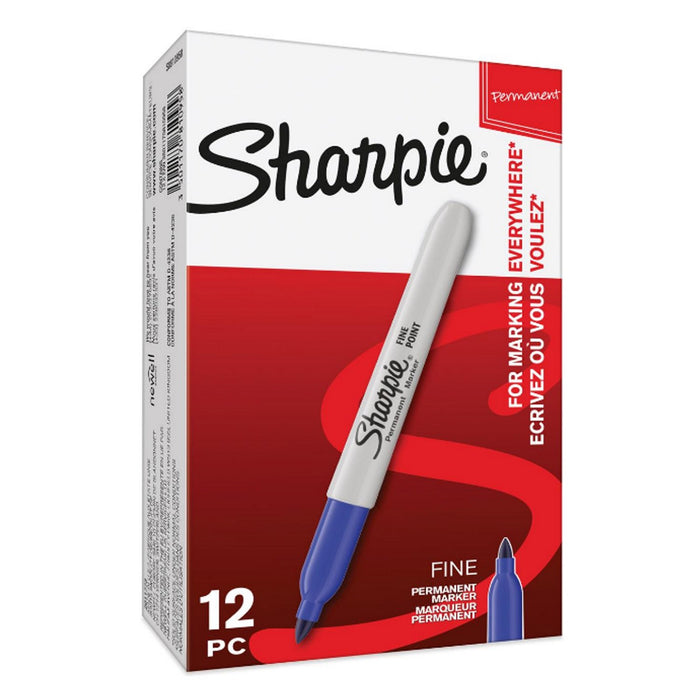 Best Value Sharpie Permanent Markers, Fine Tip, Blue, Box of 12