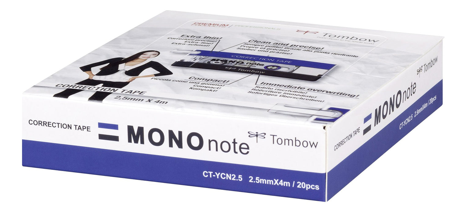 Best Value Tombow 2.5 mm x 4 m CT-Mono Correction Note Roll - Black/Blue/White (Pack of 20)