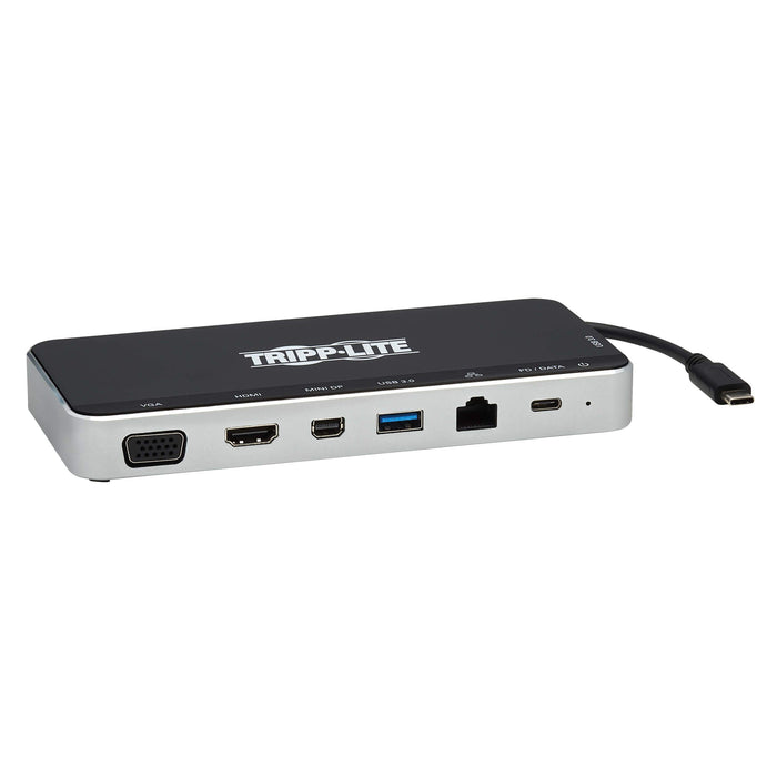 Tripp Lite USB C Docking Station Hub USB Dock Triple Display 4K HDMI VGA USB A/C Gbe - Docking station - USB-C - VGA, HDMI, Mini DP - GigE