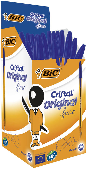 Best Value BIC Cristal Original Fine Ballpoint Pens Blue 50 Box