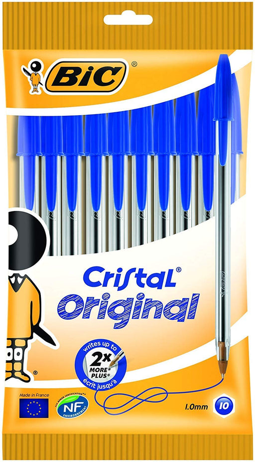 Best Value BIC Cristal Original Ballpoint Pens Medium Point (1.0 mm) - Blue, Pouch of 10