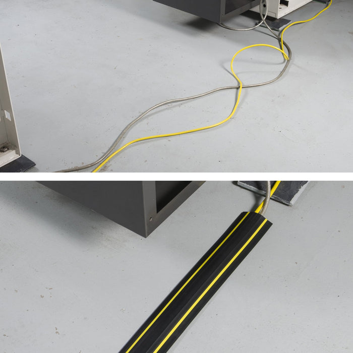 Best Value Floor Cable Protector, D-Line, FC83H Medium Duty, Linkable Floor Cable Cover, Protect Cables & Prevent a Trip Hazards - 1.8 meter (L) - Cable Cavity 30mm (W) x 10mm (H) - Black & Yellow