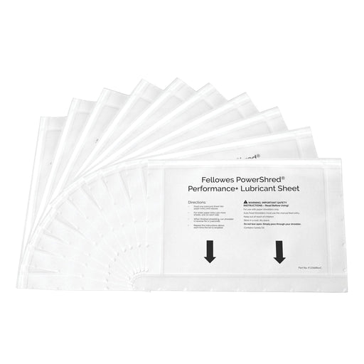 Fellowes Powershred Performance Lubricant Sheets Pack of 10 4025601