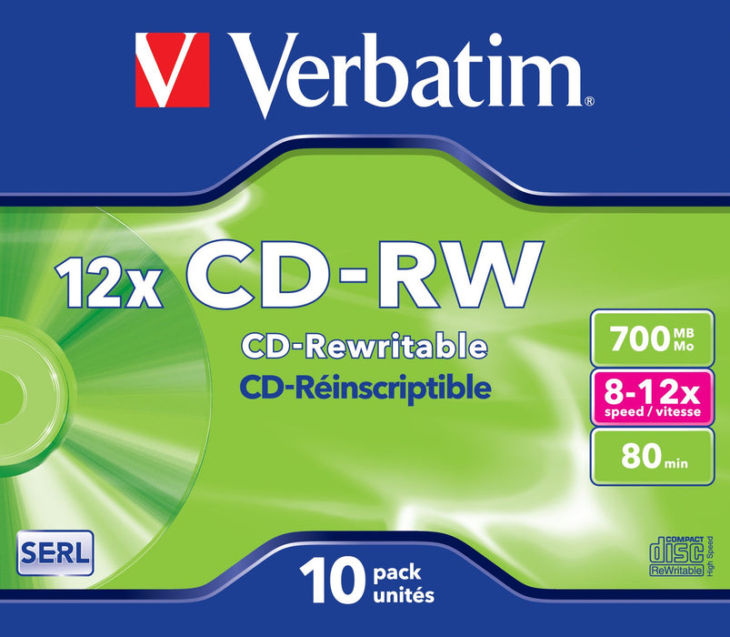 Best Value Verbatim 43148 CD-Rewritable - CD-RW Scratch Resistant, 700MB, 12 x Speed - (Pack of 10)