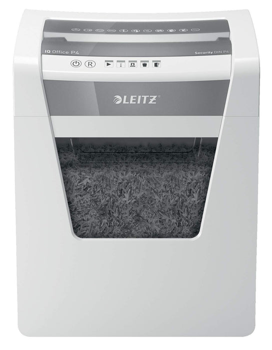 Best Value Leitz IQ Office P4 Cross Cut Paper Shredder, Shreds 15 Sheets, 23 Litre Bin, White, 80031000