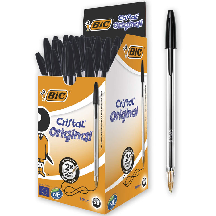 Best Value BIC Cristal Original Ballpoint Pens Medium Point (1.0 mm) - Black, Box of 50