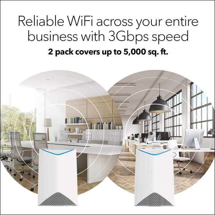 NETGEAR Orbi Pro SRK60 - Wi-Fi system (router, 4 extenders) - up to 12,500 sq.ft - GigE - 802.11a/b/g/n/ac - Tri-Band - wall-mountable, ceiling-mountable