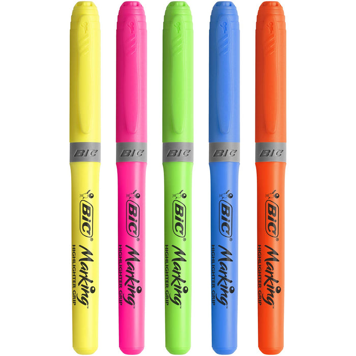 Best Value BIC Highlighter Grip Pens - Assorted Colours, Wallet of 5