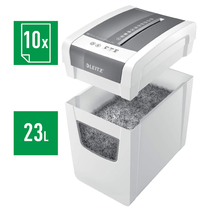 Best Value Leitz IQ Slim Home Office Cross Cut Paper Shredder, Shreds 10 Sheets, 23 Litre Bin, White, 80011000