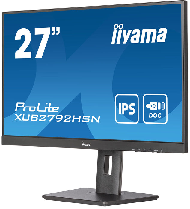 iiyama ProLite XUB2792HSN-B5 - LED monitor - 27" - 1920 x 1080 Full HD (1080p) @ 75 Hz - IPS - 250 cd/m² - 1000:1 - 4 ms - HDMI, DisplayPort, USB-C - speakers - matte black