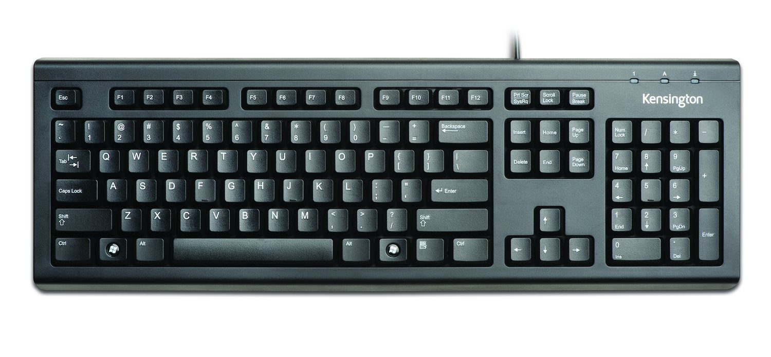 Best Value Kensington ValuKeyboard - wired keyboard for PC, Laptop, Desktop PC, Computer, notebook. USB Keyboard compatible with Dell, Acer, HP, Samsung and more, with QWERTY layout - Black (1500109)