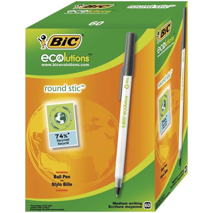 Best Value BIC Ecolutions Round Stic Pens - Black (Box of 60)