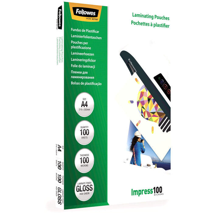 Best Value Fellowes A4 Laminating Pouches, Gloss, 200 Micron (2 x 100 Micron), Pack of 100