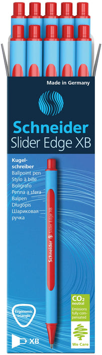 Best Value Schneider 152202 Ballpoint Pen Slider Edge with Cap XB Red Barrel Colour: Cyan-Red Pack of 10