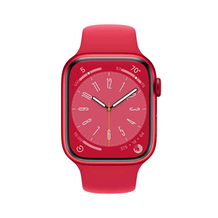 Apple Watch Series 8 (GPS) - (PRODUCT) RED - 45 mm - red aluminium - smart watch with sport band - fluoroelastomer - red - band size: Regular - 32 GB - Wi-Fi, Bluetooth - 38.8 g