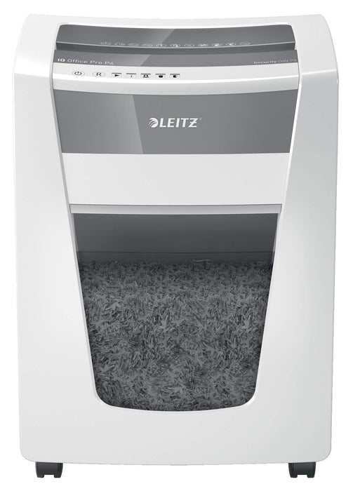 Best Value Leitz IQ Office Pro P4 Cross Cut Paper Shredder, Shreds 20 Sheets, 30 Litre Bin, White, 80061000