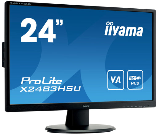 iiyama ProLite X2483HSU-B5 - LED monitor - 24" (23.8" viewable) - 1920 x 1080 Full HD (1080p) @ 75 Hz - VA - 250 cd/m² - 3000:1 - 4 ms - HDMI, DisplayPort - speakers - black, matte finish