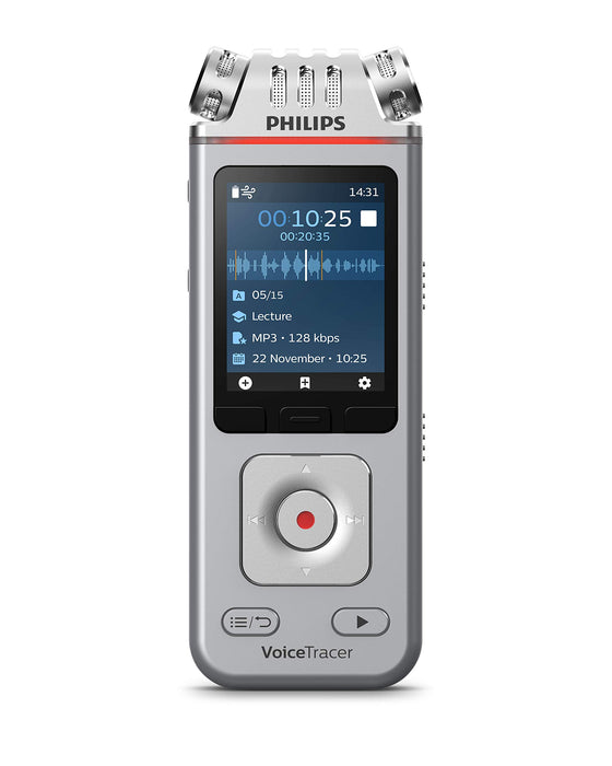 Philips Dictation DVT4110 VoiceTracer Audio Recorder 8GB Memory Chrome Silver