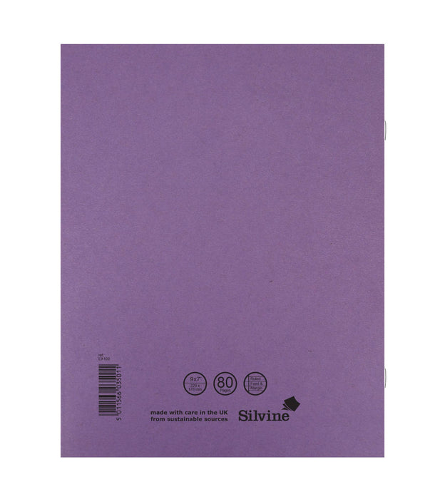 Best Value Silvine Exercise Book Ruled and Margin 80 Pages 229x178mm Purple Ref EX100 [Pack of 10]