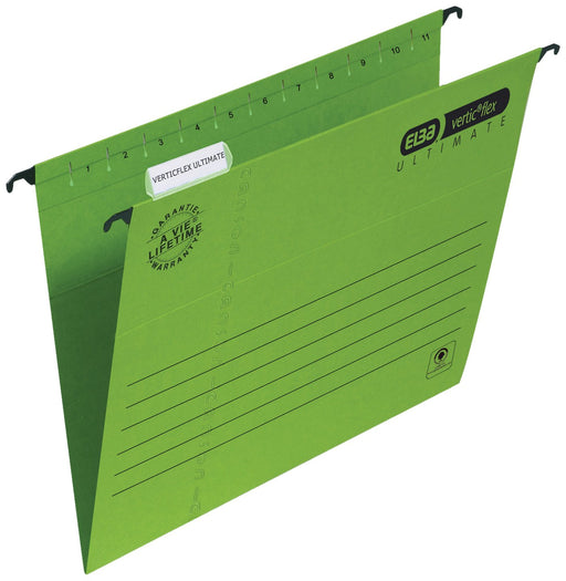 Best Value Elba Ultimate 240 gsm Manilla Verticflex Suspension Files, Foolscap Size, V-Base - Pack of 25, Green