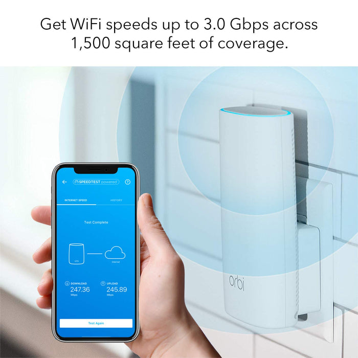 NETGEAR Orbi Wall Plug Satellite (RBW30) - Wi-Fi range extender - Wi-Fi 5 - 2.4 GHz, 5 GHz - in wall