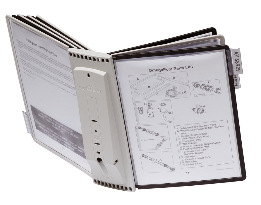 Best Value Durable Sherpa Display Wall Unit Complete 10 Index Tabs with 5 Black and 5 Grey Panels Ref 5631/22