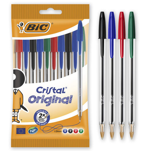 Best Value BIC Cristal Original Ballpoint Pens Assorted Colours 10 Pack