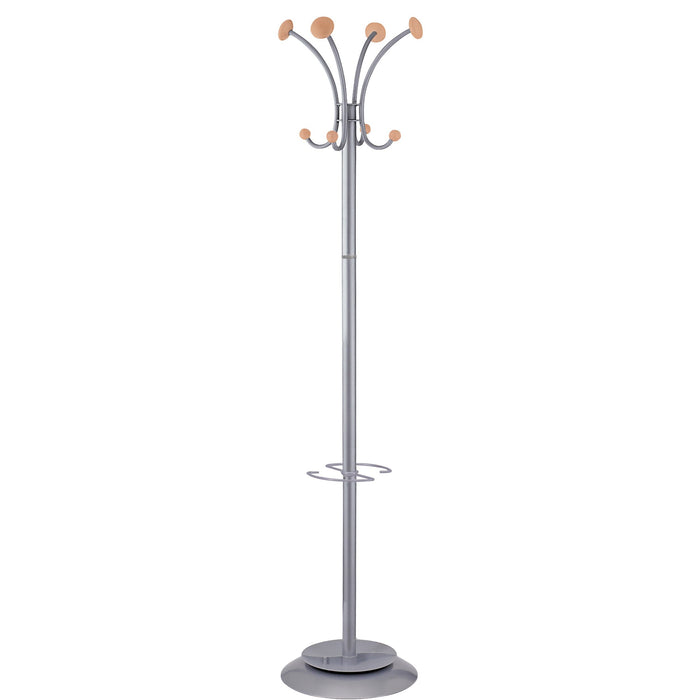 Best Value Alba Stily Hat and Coat Stand Tubular Steel with Umbrella Holder 4 Hooks 4 Pegs H1770mm Ref PMVIENA