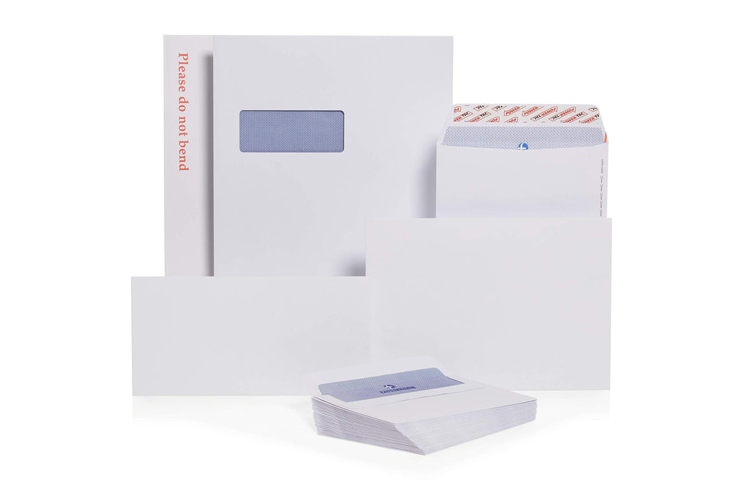 Best Value Plus Fabric C4 White Pocket Peel And Seal Board Back Envelope with Powertac, 120 gsm, Pack of 125