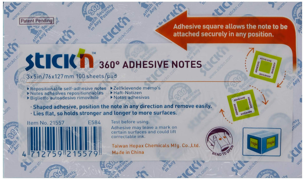 Best Value Stickn Repositionable 360 Notes 76x127mm Assorted PK12