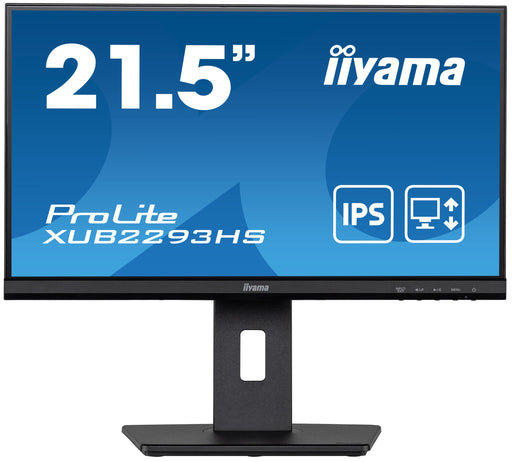 iiyama ProLite XUB2293HS-B5 - LED monitor - 22" (21.5" viewable) - 1920 x 1080 Full HD (1080p) @ 75 Hz - IPS - 250 cd/m² - 1000:1 - 3 ms - HDMI, DisplayPort - speakers - matte black