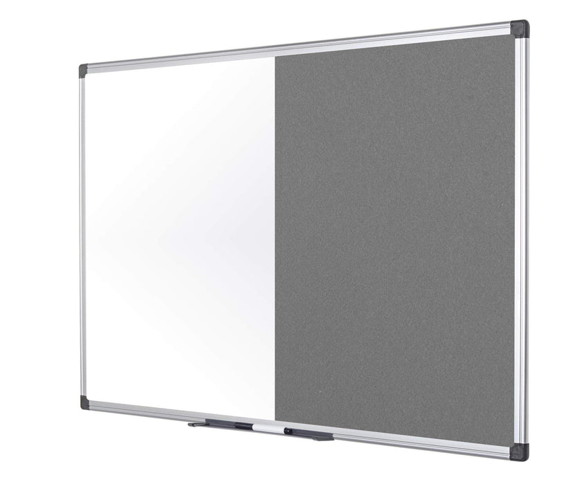 Best Value Bi-Office Combination Board Maya, Grey Felt/Magnetic, Aluminium Frame, 90 x 60 cm