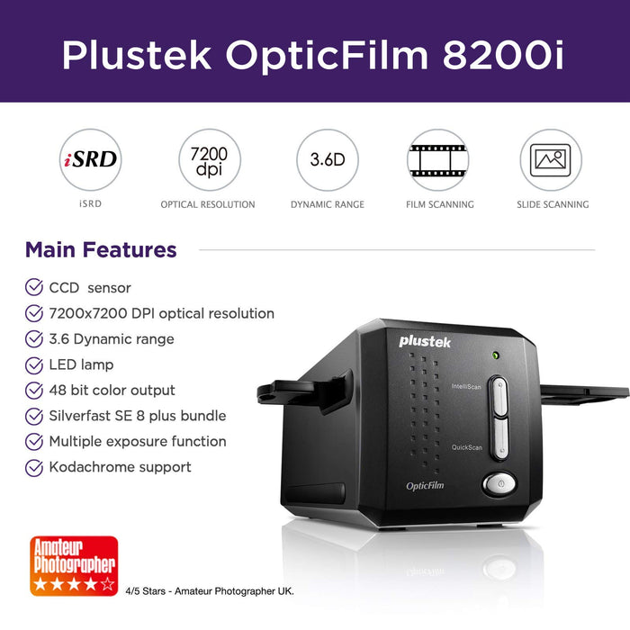 Best Value Plustek 8200I SE OpticFilm 8200iSE Film Scanner - Black