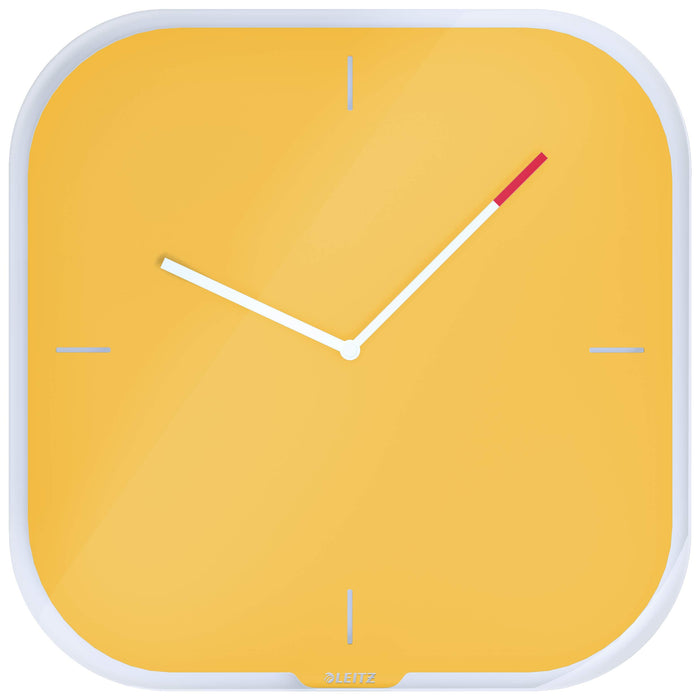 Leitz Cosy Silent Glass Wall Clock Warm Yellow 90170019