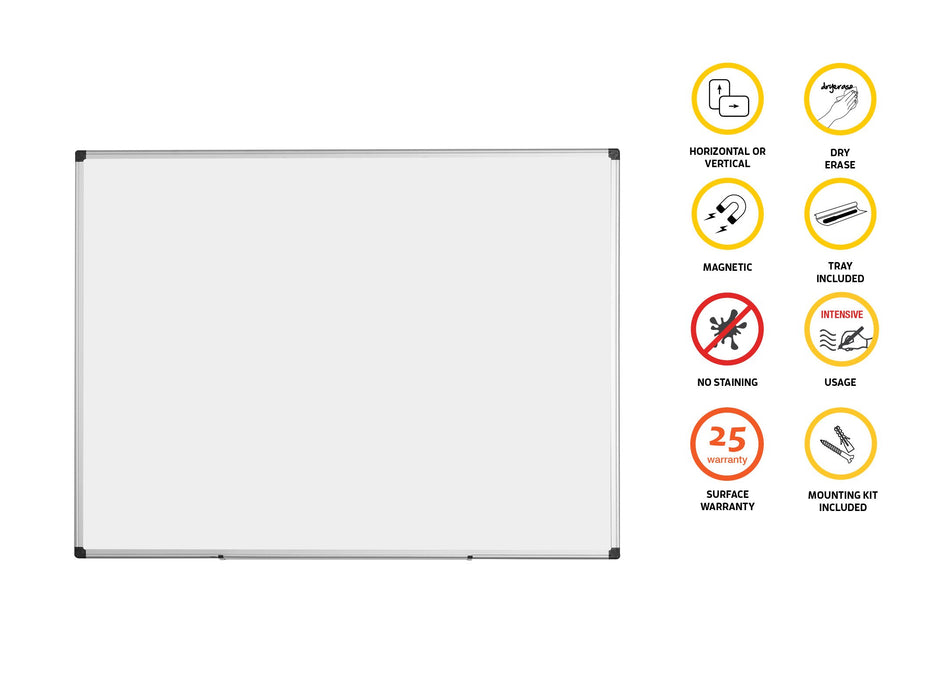 Best Value Bi-Office Maya Enamel Aluminium Framed Whiteboard 120x90cm