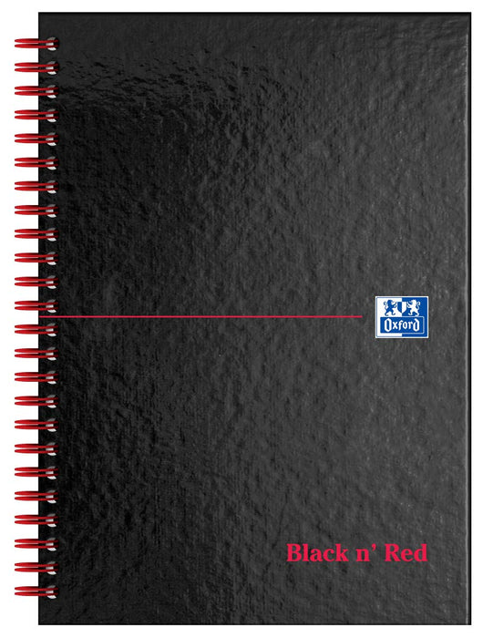 Best Value Oxford Black n' Red A5 Glossy Hardback Wirebound Notebook, Ruled and Perforated, 140 Page, 1 Notebook