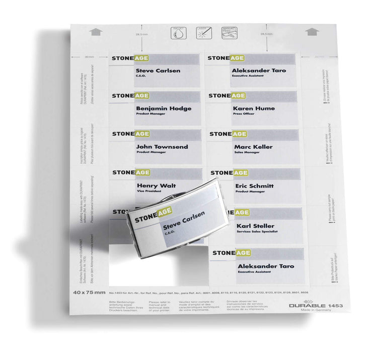 Best Value Durable Badgemaker insert sheets ,40x75mm ,White(240 inserts)