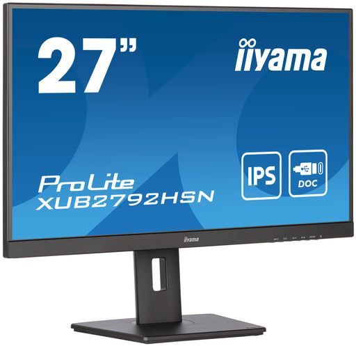 iiyama ProLite XUB2792HSN-B5 - LED monitor - 27" - 1920 x 1080 Full HD (1080p) @ 75 Hz - IPS - 250 cd/m² - 1000:1 - 4 ms - HDMI, DisplayPort, USB-C - speakers - matte black