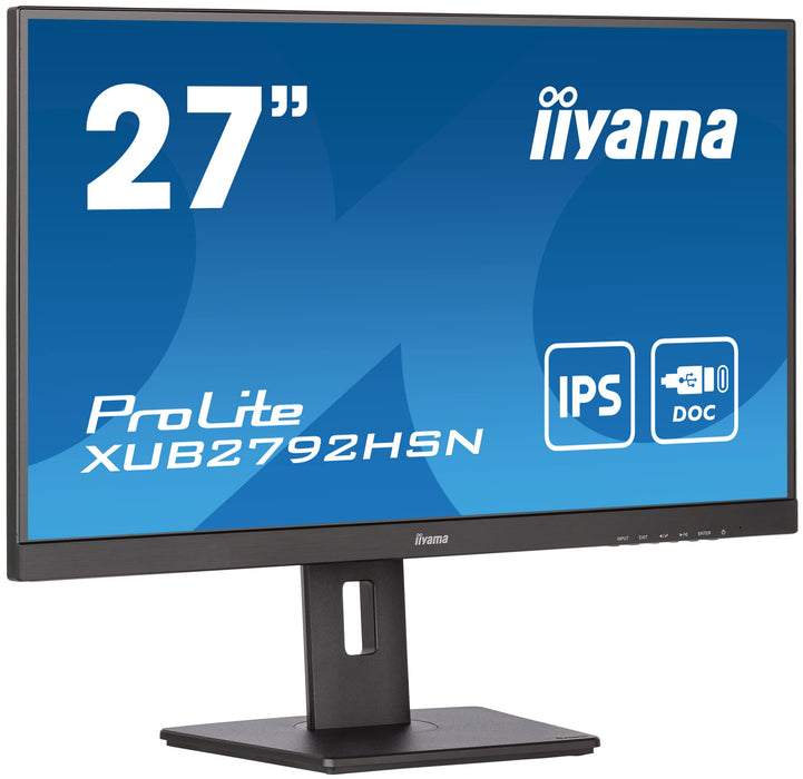 iiyama ProLite XUB2792HSN-B5 - LED monitor - 27" - 1920 x 1080 Full HD (1080p) @ 75 Hz - IPS - 250 cd/m² - 1000:1 - 4 ms - HDMI, DisplayPort, USB-C - speakers - matte black