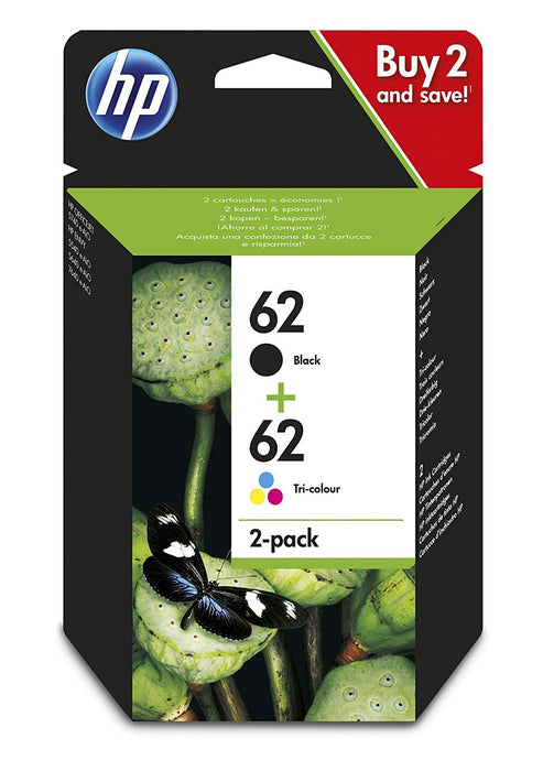 Best Value HP N9J71AE 62 Original Ink Cartridges, Black and Tri-color, Pack of 2