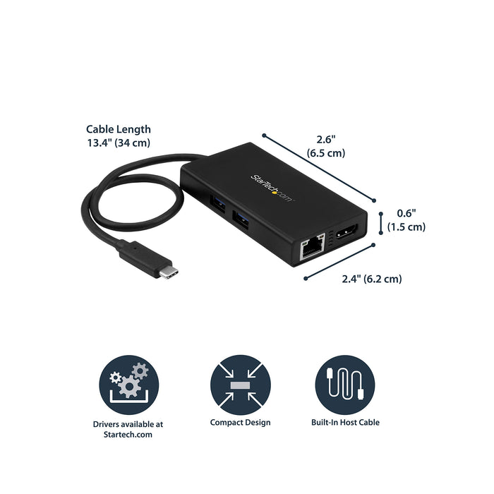 Best Value StarTech.com DKT30CHPD USB-C Multiport Adapter with 4K HDMI - 2x USB-A Ports - 60W PD - Black