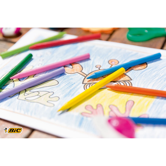 Best Value BIC Kids Plastidecor Colouring Crayons - Assorted Colours, Cardboard Wallet of 24