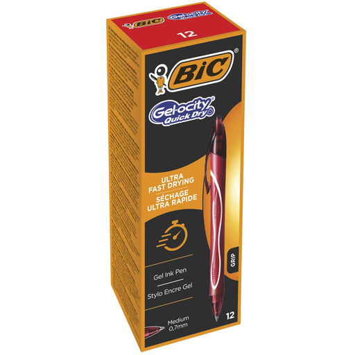 Best Value BIC Gel-ocity Quick Dry Ballpoint Pens - Red, Box of 12